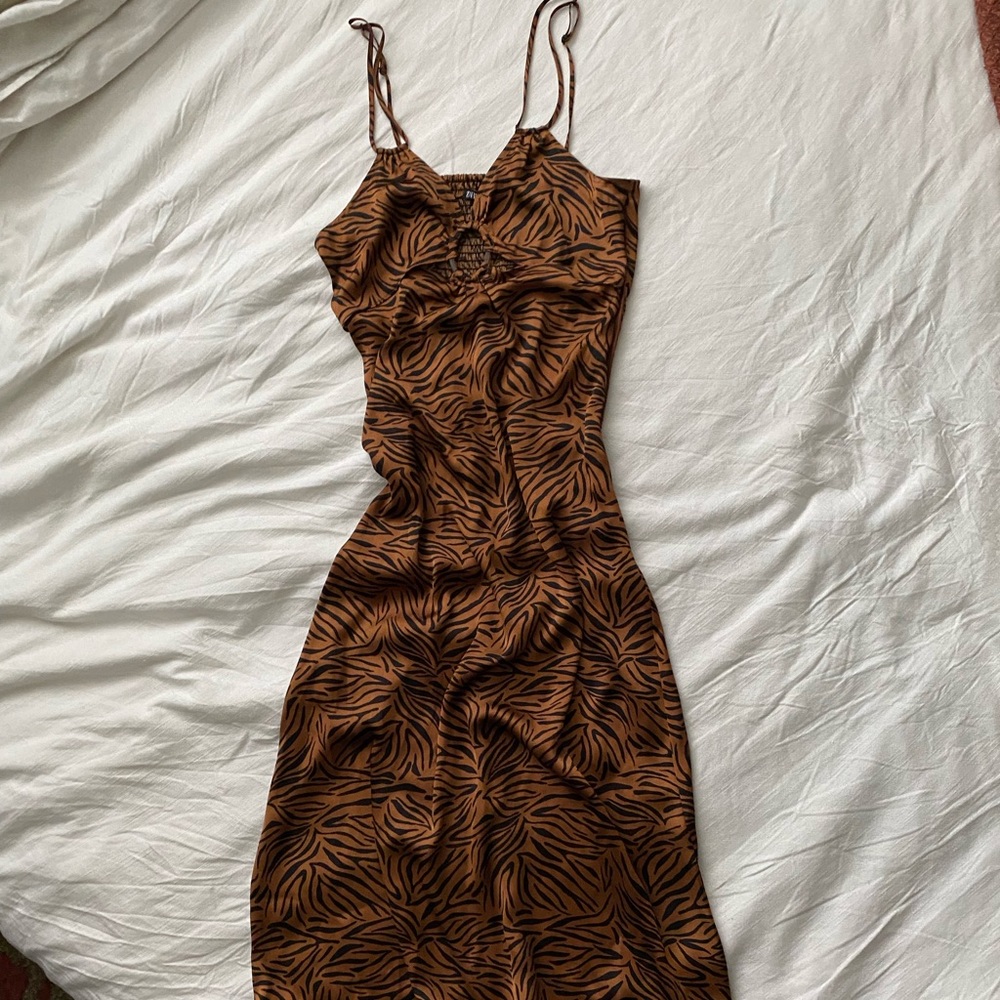 ZARA Animal print dress w/ under boob cutouts